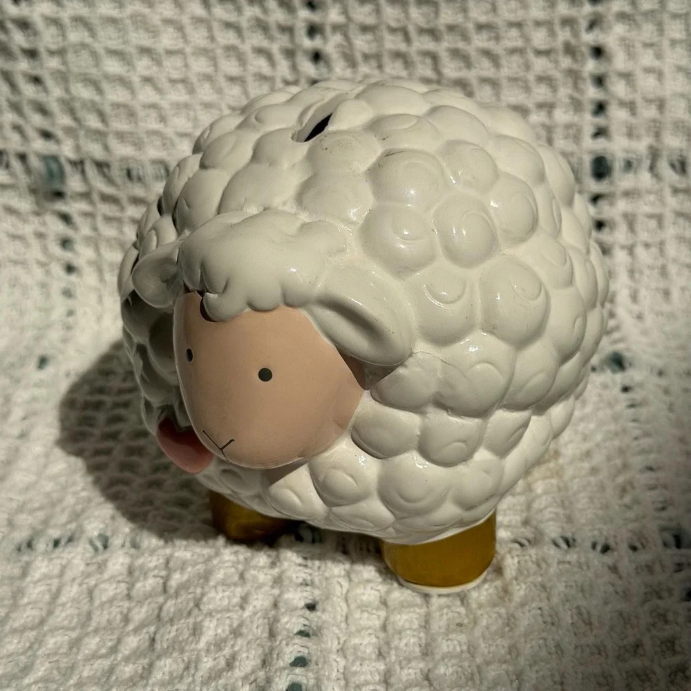 Lamb Coin Bank | Ceramic Sheep Piggy Bank | Baby Nursery Decor